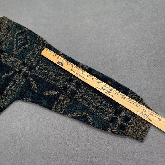 Vtg David Taylor Grandpa Cardigan Sweater Mens XL Blue Gray Geo Print Button Up - Picture 8 of 10